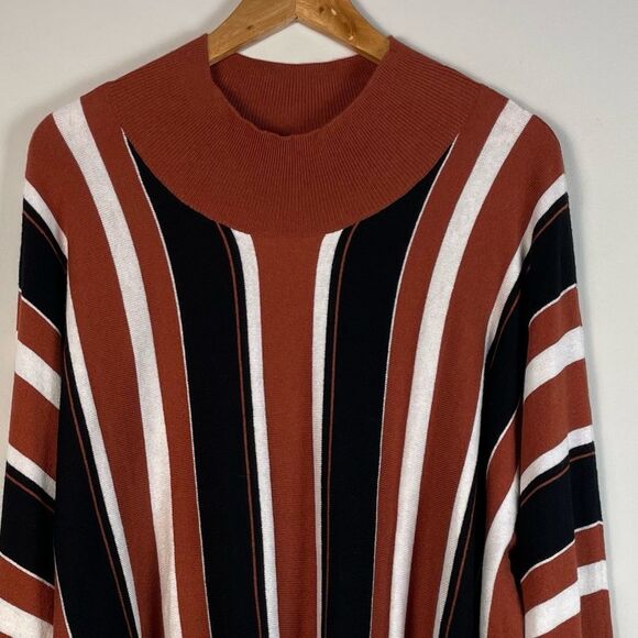 Leith Mock‎ Neck Striped Sweater Cotton Blend Long Sleeve Size 2X NEW - Picture 3 of 13